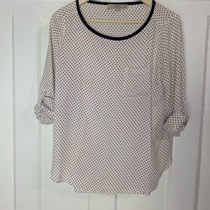 Loft Ann Taylor Roll Sleeve Semi Sheer Blouse